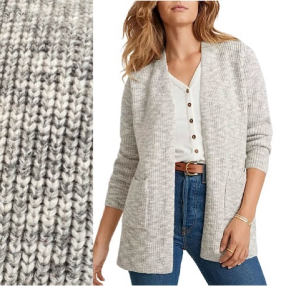 Marine Layer Cabin Cardigan Womens Size XS Chunky Grey Marled Open Sweater Knit
